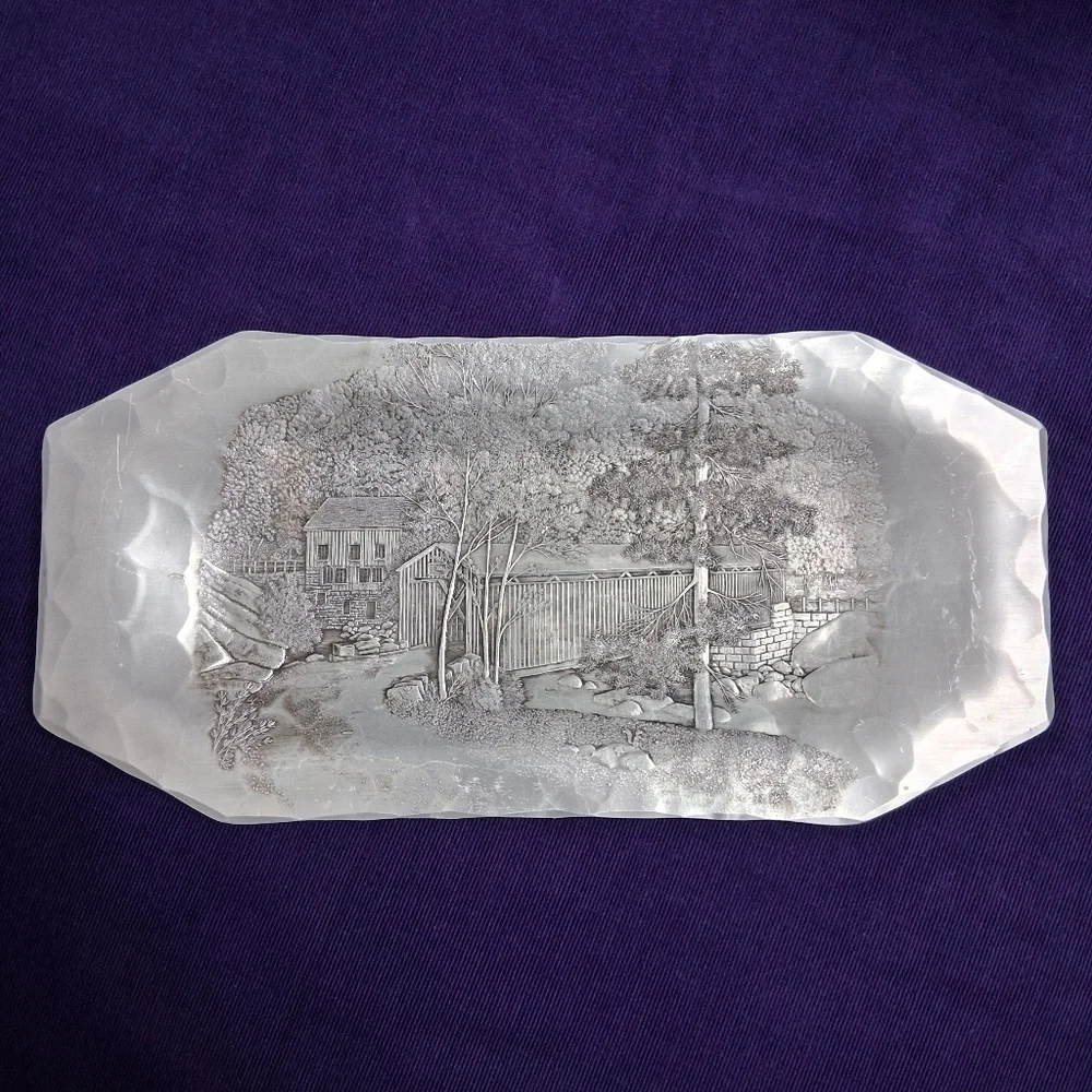 Vintage Wendell August Forge McConnell's Mill Covered Bridge Tray
